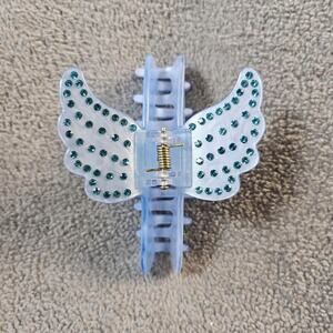Bedazzled Rhinestone Angel Wings Hair Claw Clip Sky Light Blue Tenshi Kaiwai Y2K